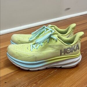 Hoka Lightweight Running Shoes in Lime and Light Blue